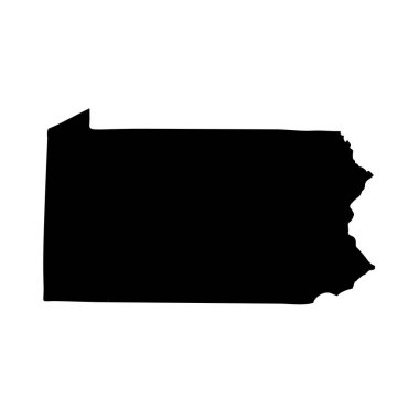 Beyaz bir arka plan üzerinde ABD'nin Pennsylvania Eyalet Haritası.