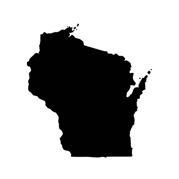 Mapa del estado estadounidense de Wisconsin sobre un fondo blanco . — Archivo Imágenes Vectoriales