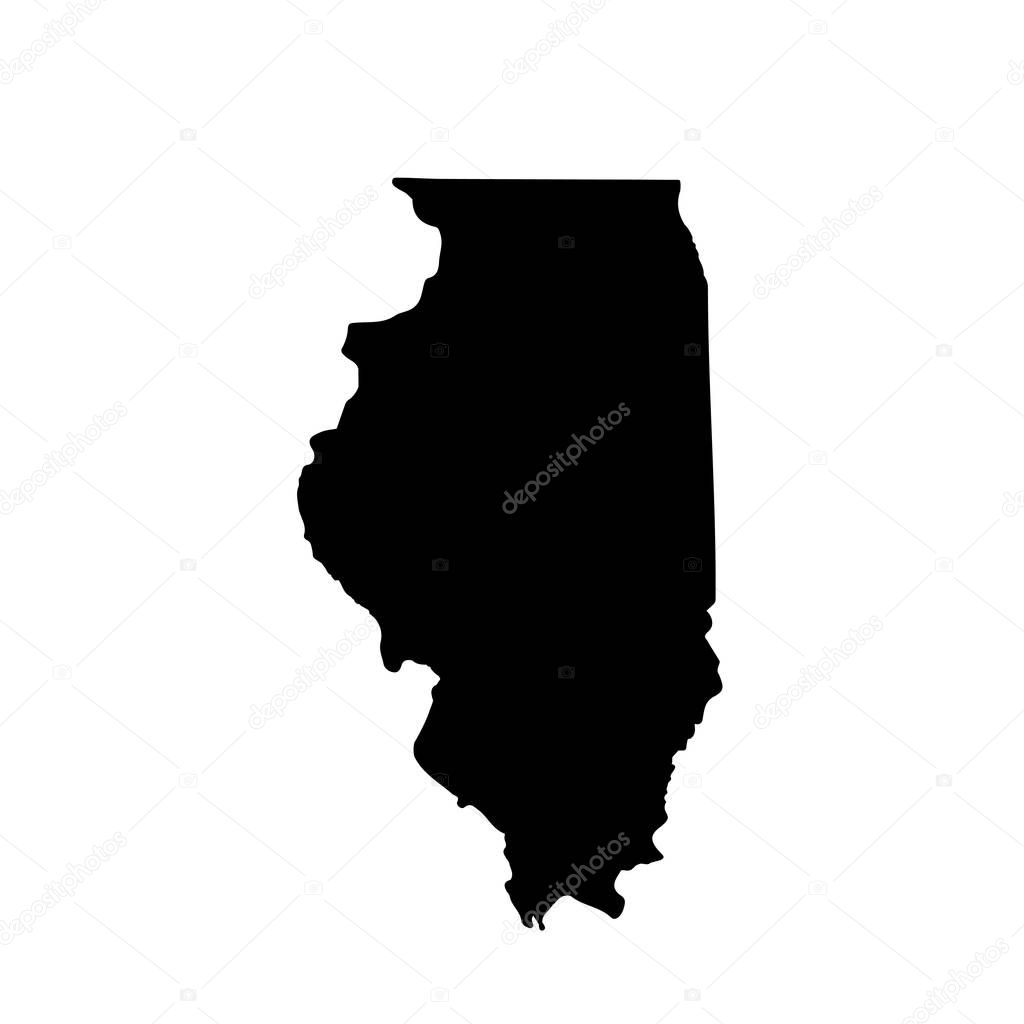 Map of the U.S. state of Illinois on a white background.