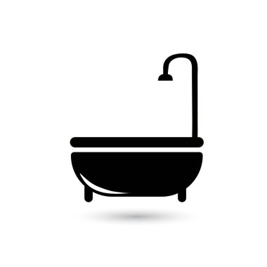 Simge siyah banyo beyaz zemin üzerinde. Vektör çizim.