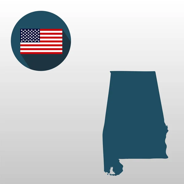 Conjunto de iconos de American map and flag Alabama . — Vector de stock