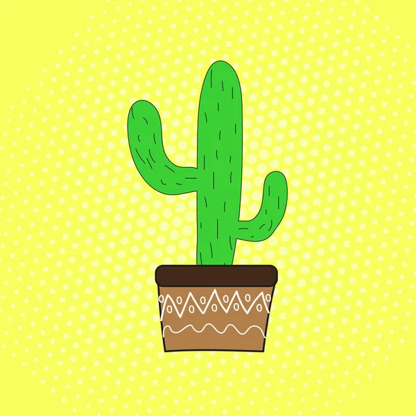 Cactus i ett pot i stil med popkonst. — Stock vektor