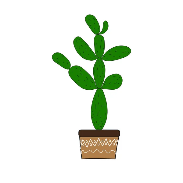 Cute cactus in a flowerpot on a white background. — Stock Vector