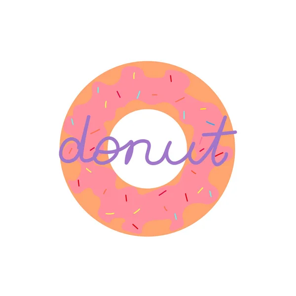 Donut em um fundo branco com uma inscrição . — Vetor de Stock