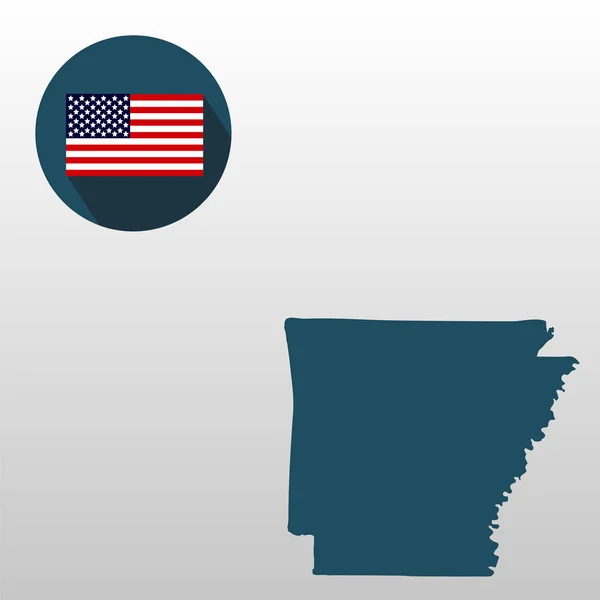 Mapa del estado estadounidense de Arkansas sobre un fondo blanco. Estados Unidos — Vector de stock