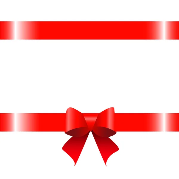 Red ribbon red bow white background.Vector illustration. — Stock Vector