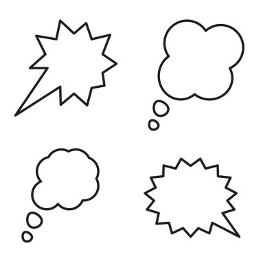 El boş beyaz konuşma balonları çekilmiş. Vektör çizim