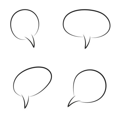 El boş beyaz konuşma balonları çekilmiş. Vektör çizim