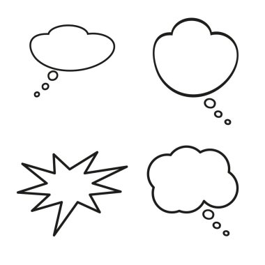 El boş beyaz konuşma balonları çekilmiş. Vektör çizim