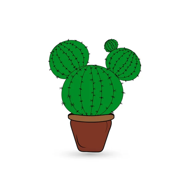 Mignon cactus dans un pot de fleurs sur un fond blanc — Image vectorielle