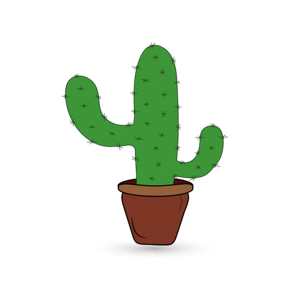 Mignon cactus dans un pot de fleurs sur un fond blanc — Image vectorielle