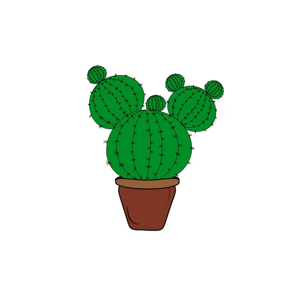 Söt kaktus i en blomkruka på vit bakgrund. — Stock vektor