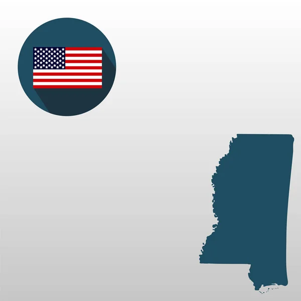 Mappa dello stato americano del Mississippi su sfondo bianco. Amer — Vettoriale Stock