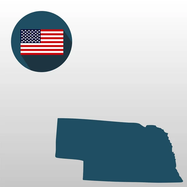 Mappa dello stato americano del Nebraska su sfondo bianco. Stati Uniti — Vettoriale Stock