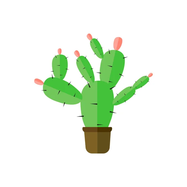 Söt kaktus i en blomkruka på vit bakgrund — Stock vektor