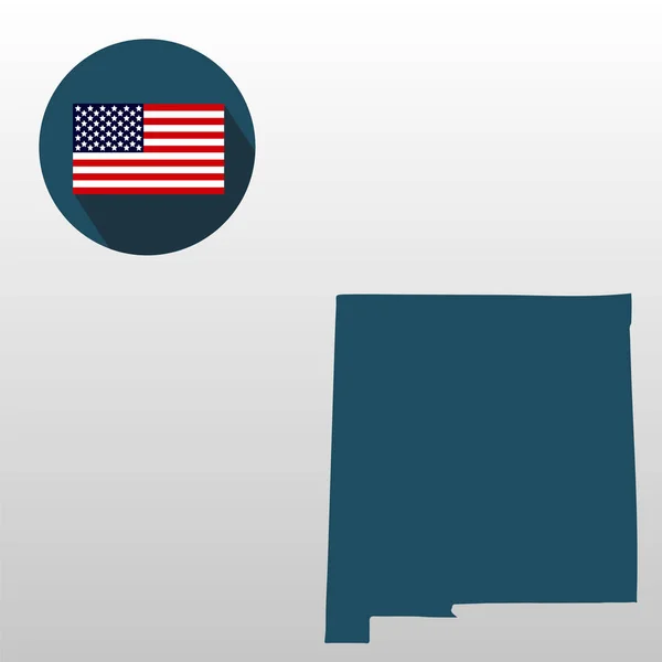 Mappa dello stato americano del Nuovo Messico su sfondo bianco. Ameri — Vettoriale Stock