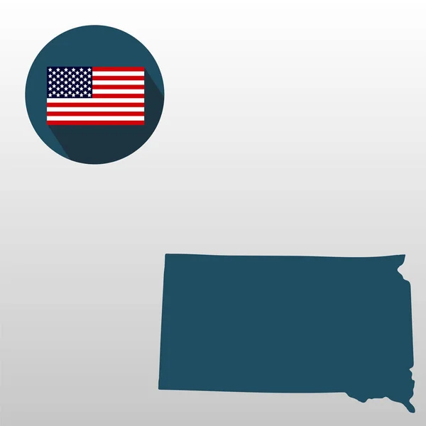 Mappa dello stato americano del Dakota del Sud su sfondo bianco. Ame. — Vettoriale Stock
