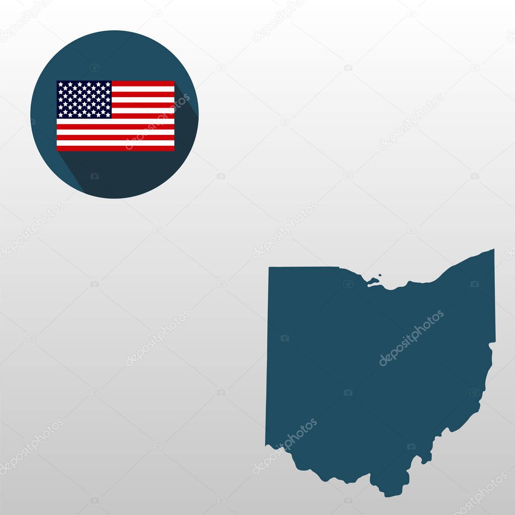 Map of the U.S. state of Ohio on a white background. American fl