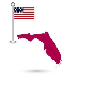 Beyaz bir arka plan üzerinde ABD'nin Florida eyaletinde Haritası. Amerikan
