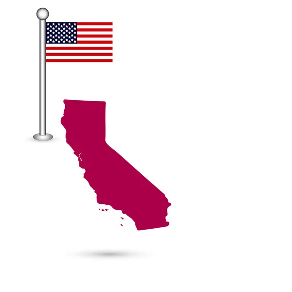Mapa del estado de California en un fondo blanco. Ameri. — Vector de stock
