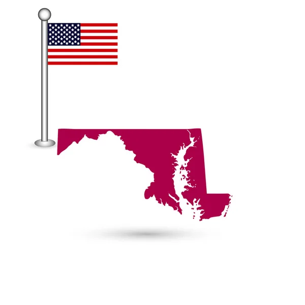 Mapa del estado de Maryland en un fondo blanco. Estados Unidos — Vector de stock