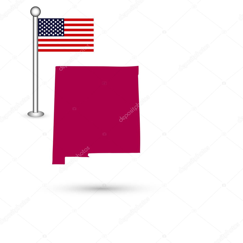Map of the U.S. state of New Mexico on a white background. Ameri