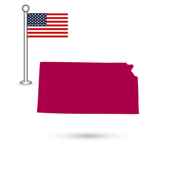 Mappa dello stato americano del Kansas su sfondo bianco. Americano — Vettoriale Stock