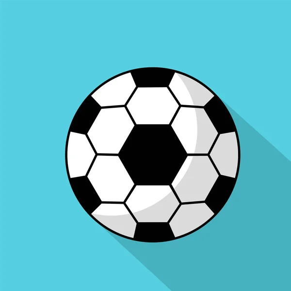 Іконка футбольного м'яча з довгою тінь на синьому фоні . — стоковий вектор