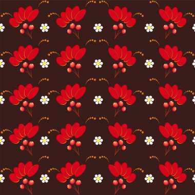 Khokhloma geleneksel Rus tarzı renkli desen.