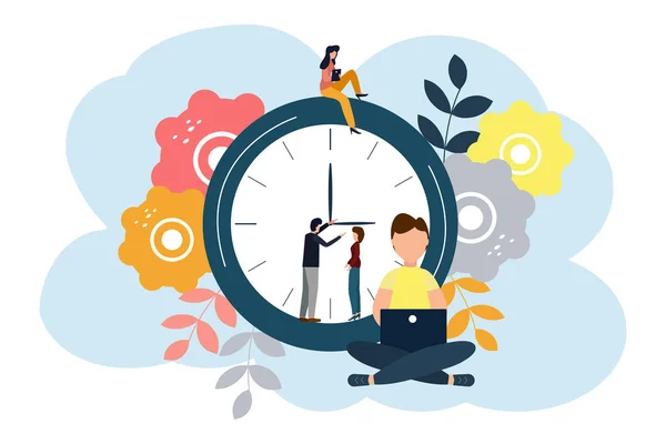 Illustration vectorielle, horloge ronde sur fond blanc, concept de gestion du temps . Illustration De Stock