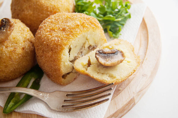 potato zrazy with mushrooms, traditional ukrainian kitchen