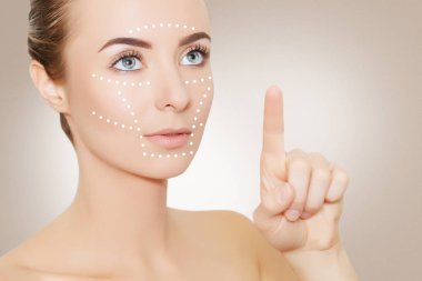  Kadın yüz işaretleri ve bej okları ile