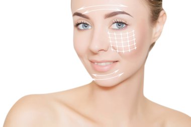 yaşlı ve genç cilt üzerinde beyaz modeliyle portresi