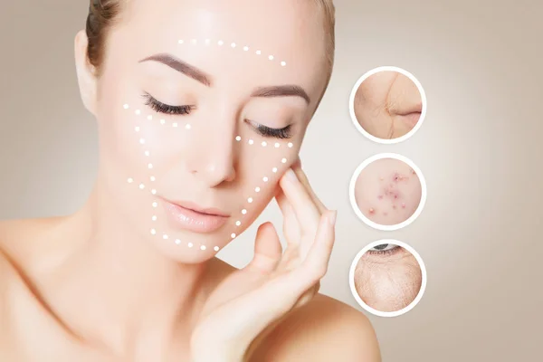 yaşlı ve genç cilt üzerinde bej ile muhteşem model portresi
