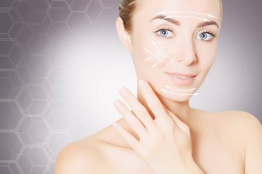  yüz cerrahisi gri arka plan üzerinde işaretler