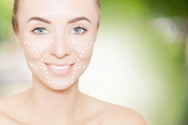 beauty woman face with surgery marks for graphic design