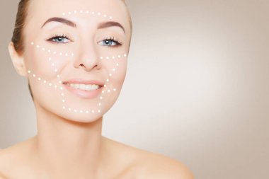  Kadın yüz işaretleri ve bej okları ile