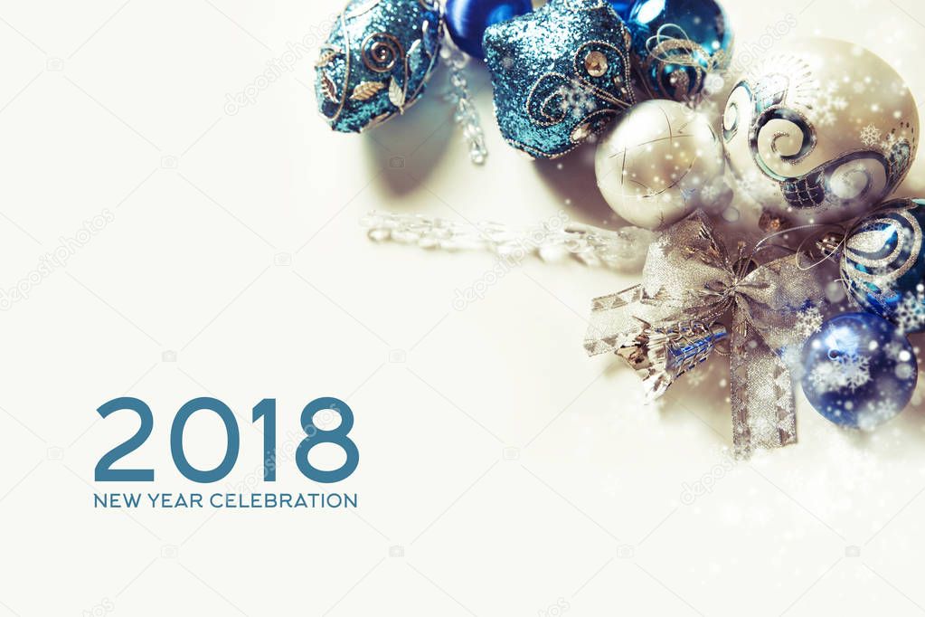 christmas background with beautiful toys for new year tree