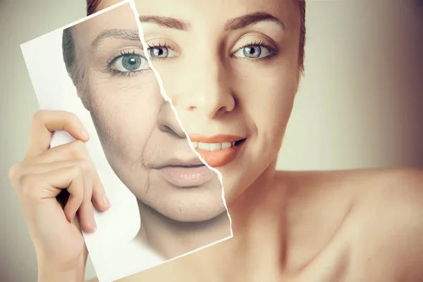 Aging problems  of face skin — Stock Photo, Image