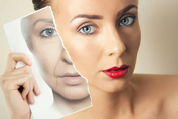Problemen van gezicht huid veroudering — Stockfoto