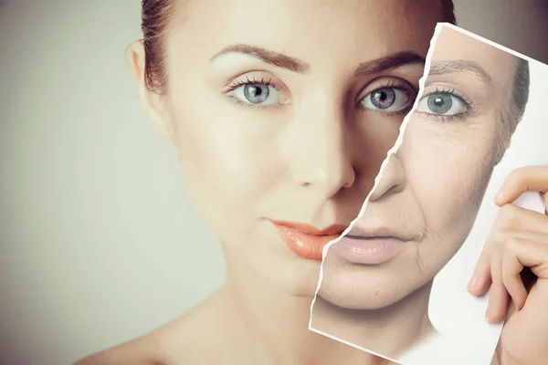 Проблемы старения кожи лица — стоковое фото