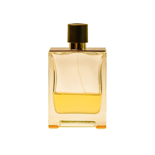 Uma garrafa de perfume sobre um fundo branco — Fotografia de Stock