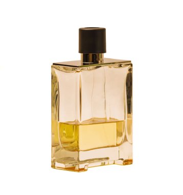 Beyaz bir arka plan üzerinde parfüm şişesi