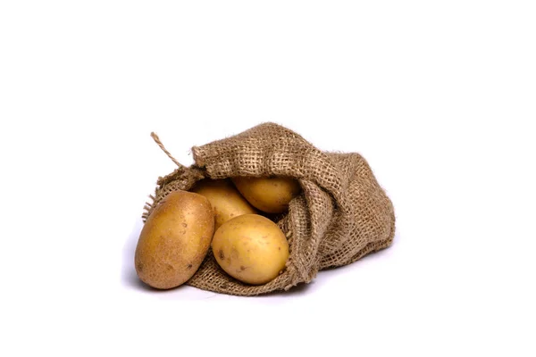 Bag with potatoes isolated on white background — Stock Photo, Image