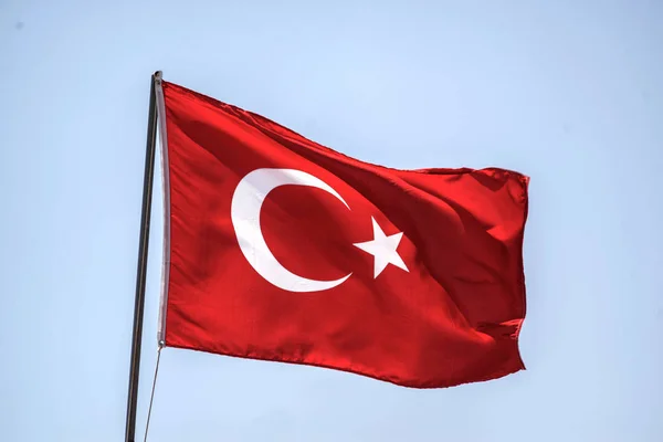 flag of turkey on flagstaff close-up