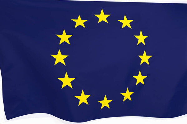Europe union flag of silk with copyspace for your text or images