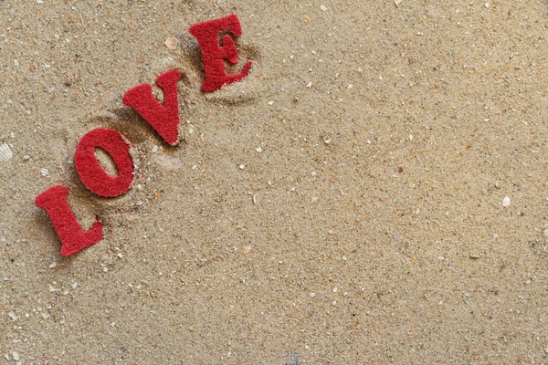 Inschrift Liebe Sand Nahaufnahme — Stockfoto