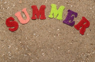 Yazı kumun üzerinde, yakın plan.