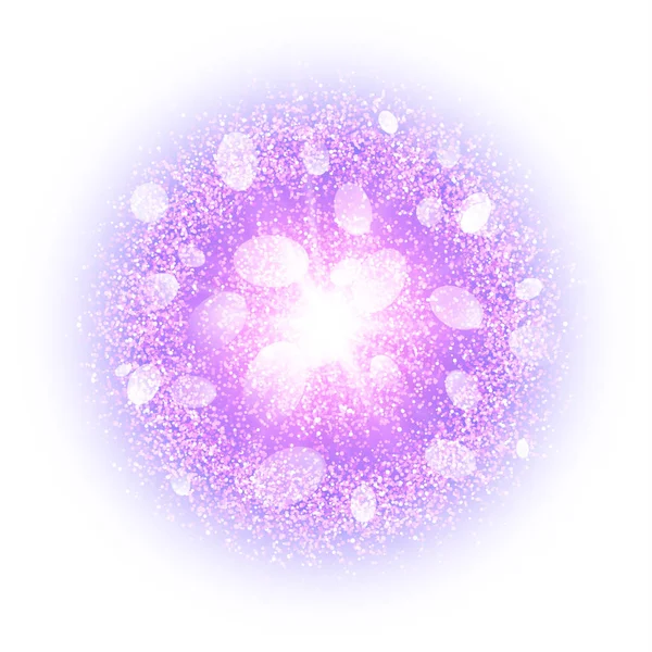 Αφηρημένη έκρηξη με σκόνη στοιχεία που απομονώνονται σε λευκό. Έκρηξη της λαμπερό αστέρι. Εφέ φωτισμού φωτεινής σκόνης πυροτέχνημα με ματζέντα λάμψη. Αστράφτει splash σκόνη φόντο. Εικονογράφηση διάνυσμα. — Διανυσματικό Αρχείο