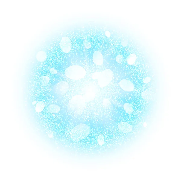 Abstract explosion with blue and white dust elements isolated on white. Burst of icy snow ball. Bright dust firework light effect with blue glow. Sparkles splash powder background. Vector illustration — Stock Vector